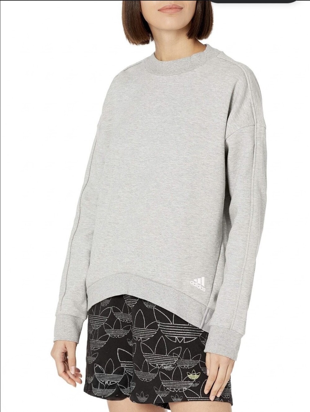 Adidas Versatility Oversized Sweatshirt Women's Heather Gray Crewneck 2XL NWOT